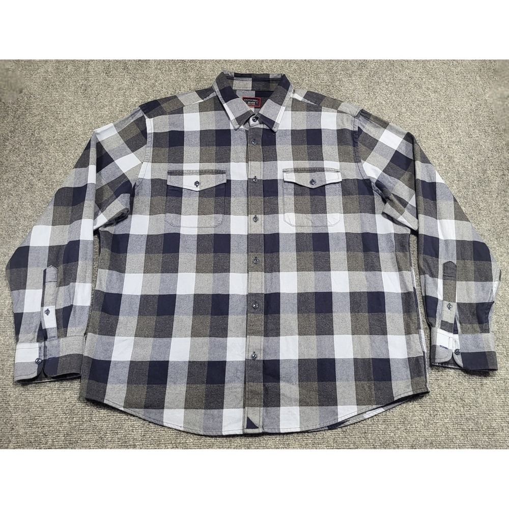 UNTUCKit Buffalo Check Plaid Flannel Button-Up Black/White/Gray Shirt Size XXL